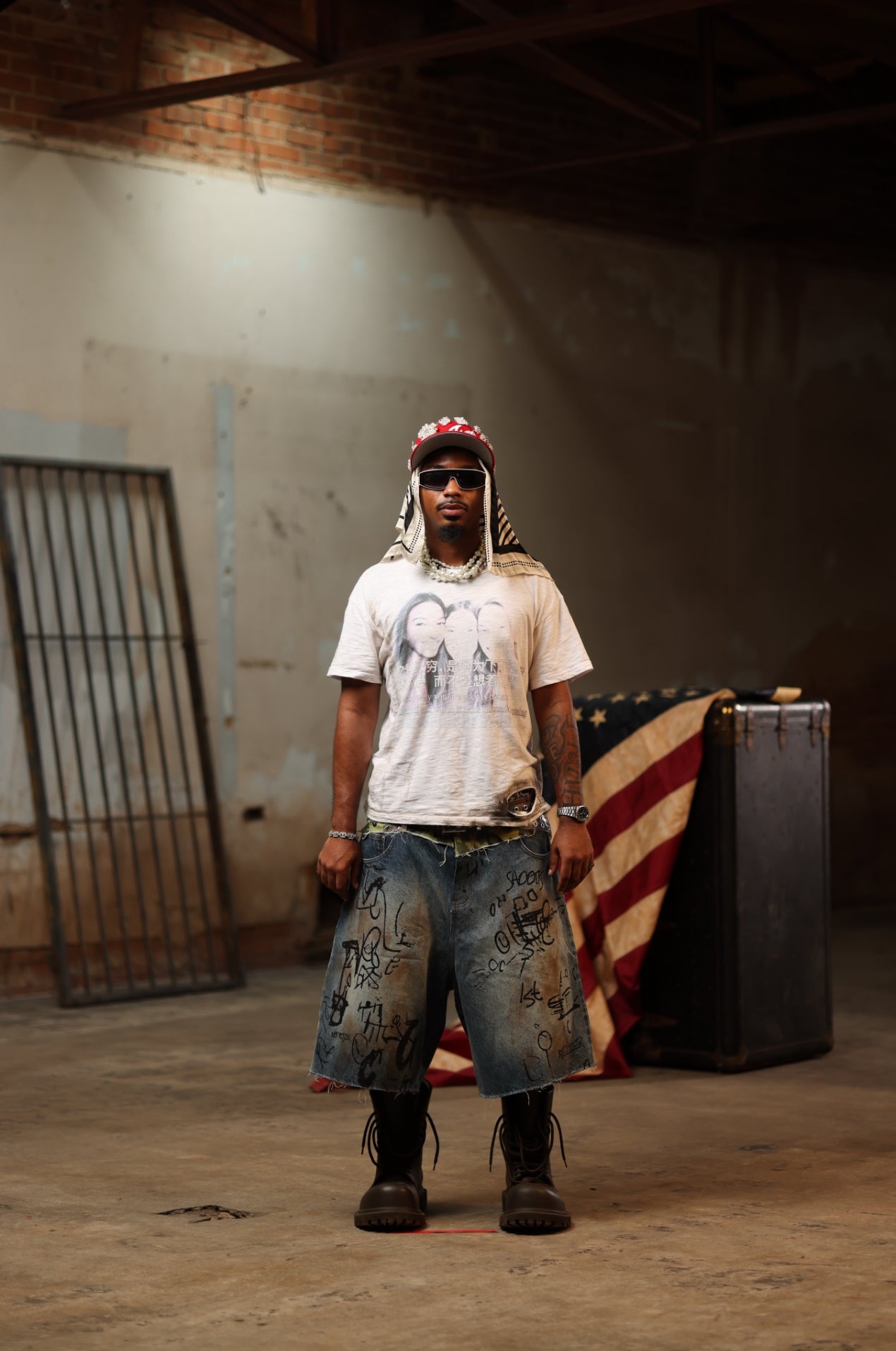 Army Fatigue Denim Shorts